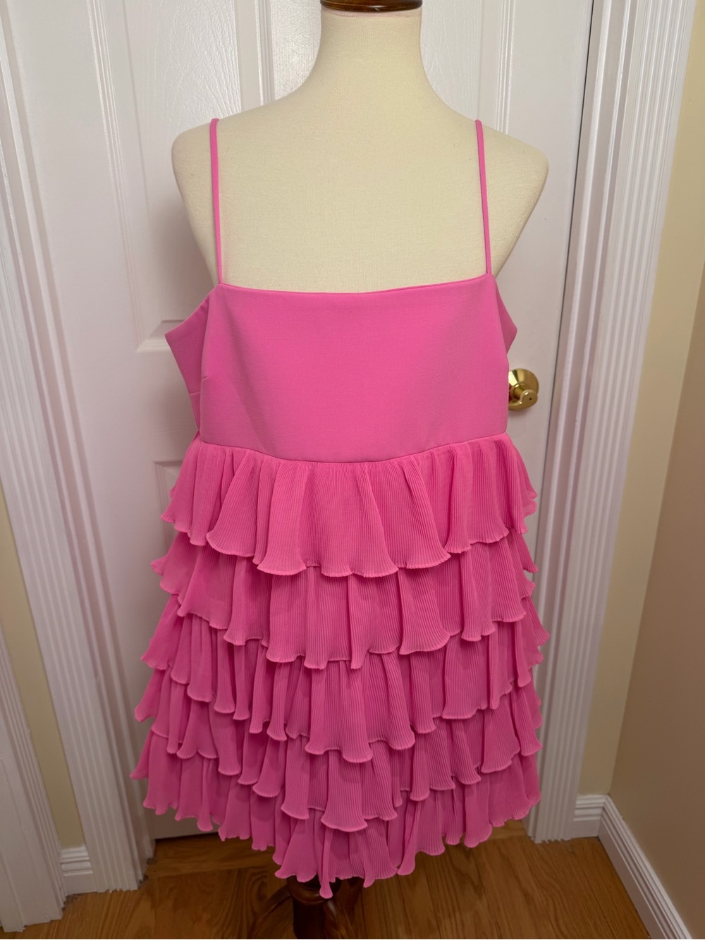 Likely Pink Ruffle Tiered Spaghetti Strap Cella Dress